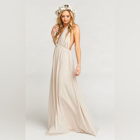 Show Me Your MuMu Luna Halter Maxi Dress in Show Me the Ring Crisp Size Small - Picture 2 of 7